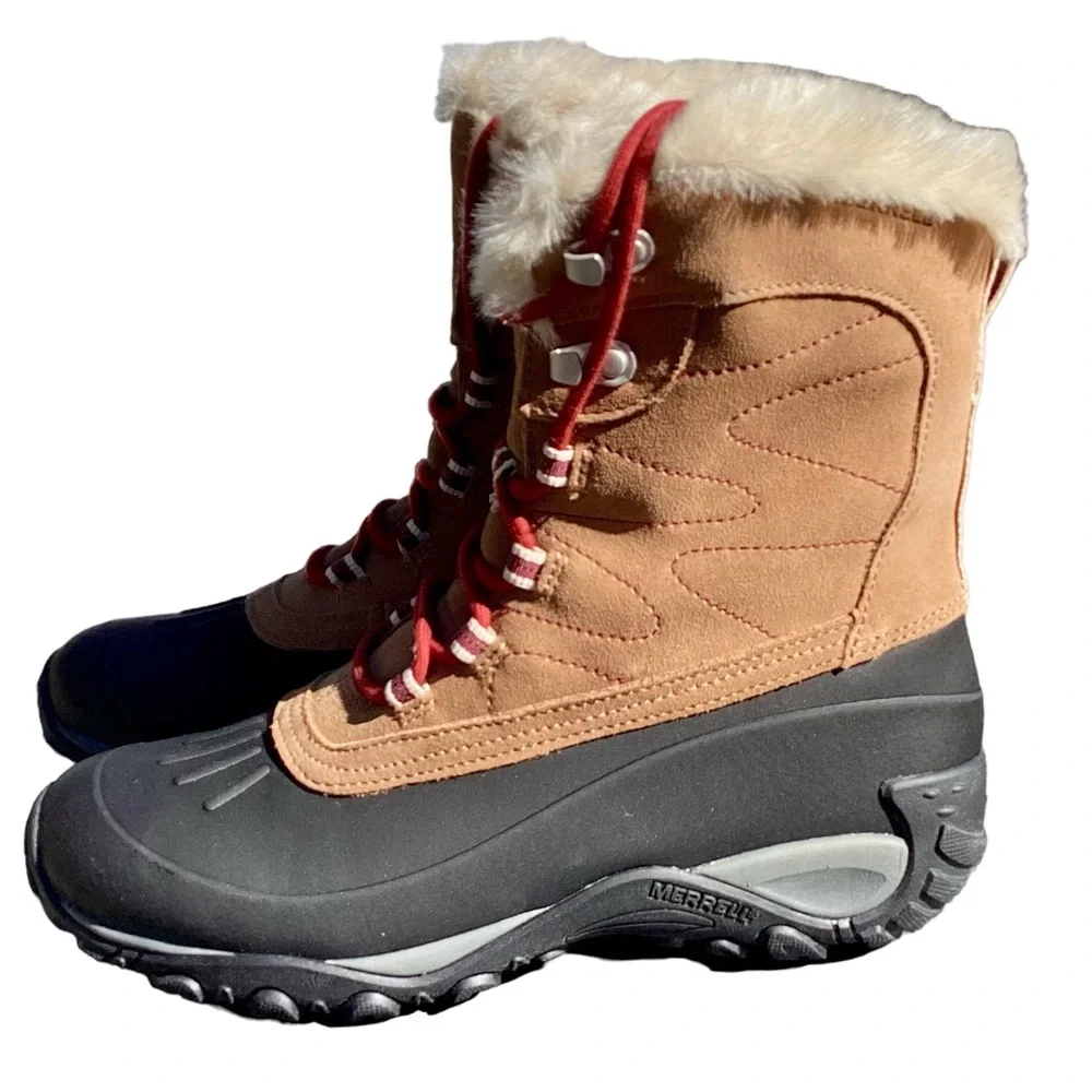 NIB❣️Merrell Waterproof Yokota Polar Woman’s Tobacco Winter Boots Sz 9 #J002362